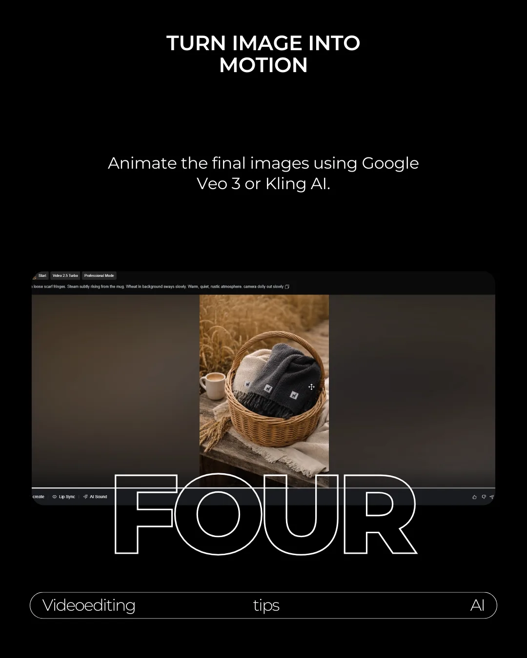 Image to motion workflow with a basket product shot